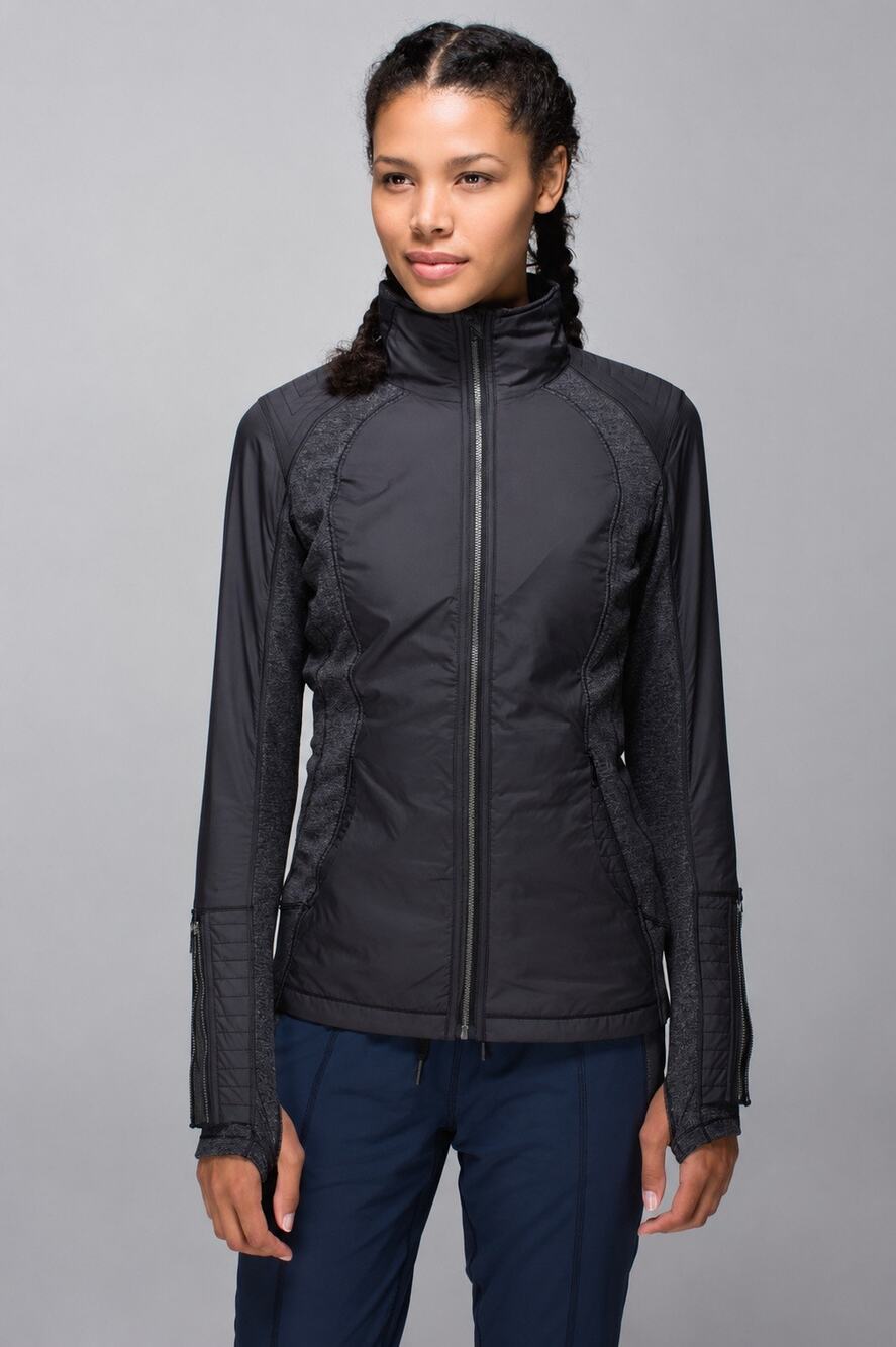 Lululemon Rebel Runner Jacket Black Wee Stripe Heathered Black Size 12